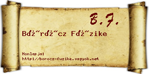 Böröcz Füzike névjegykártya
